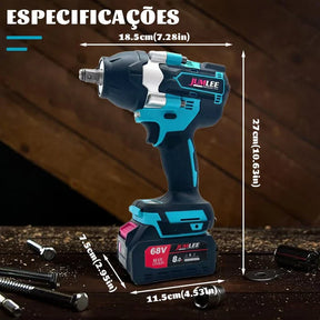 JUMLEE - Chave de Impacto Sem Fio Brushless 68V Profissional + 2 BATERIAS DE BRINDE!