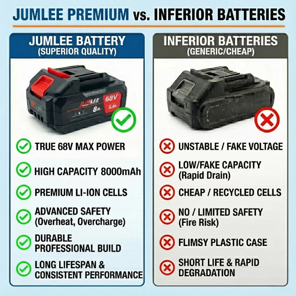 JUMLEE - Chave de Impacto Sem Fio Brushless 68V Profissional + 2 BATERIAS DE BRINDE!