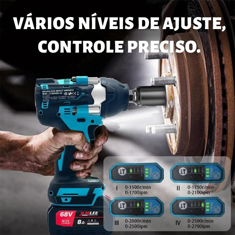 JUMLEE - Chave de Impacto Sem Fio Brushless 68V Profissional + 2 BATERIAS DE BRINDE!