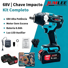 JUMLEE - Chave de Impacto Sem Fio Brushless 68V Profissional + 2 BATERIAS DE BRINDE!